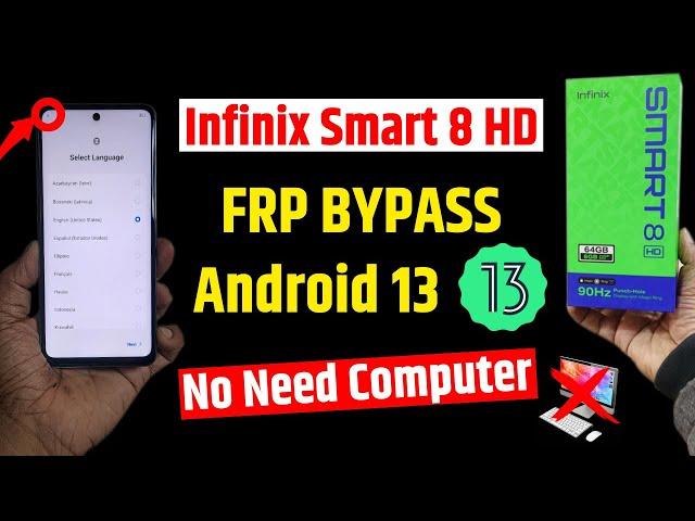 Infinix smart 8 hd Frp Bypass - No need pc | All Infinix Android 13 Frp bypass New Trick  2024