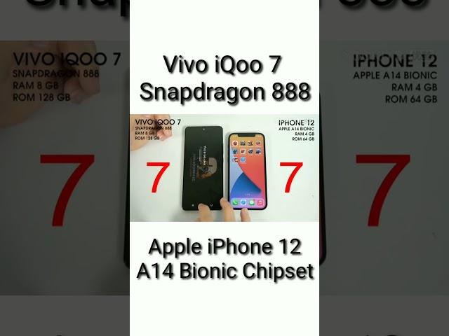 Iphone 12 Vs Vivo IQoo 7 Speed Test  | Apple A14 Bionic Chipset Vs Snapdragon 888 | #Shorts