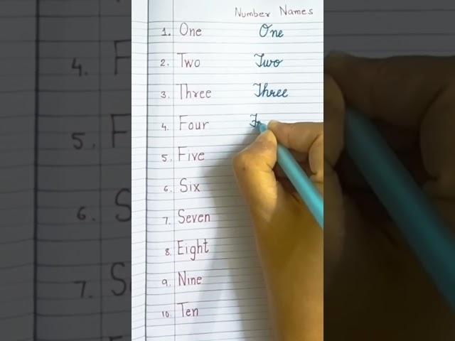 Number names print vs cursive handwriting #number #shorts #1to10 #cursive