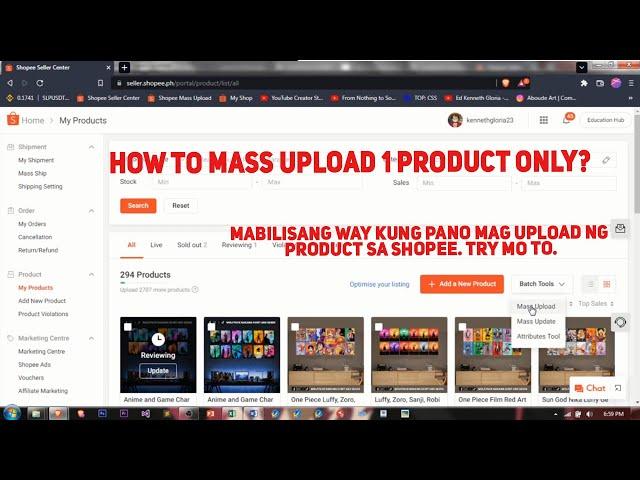 How to Mass Upload in Shopee 1 Product Only? Tag-lish