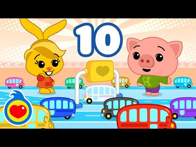 Diez Autobuses  | Canciones Infantiles | Plim Plim