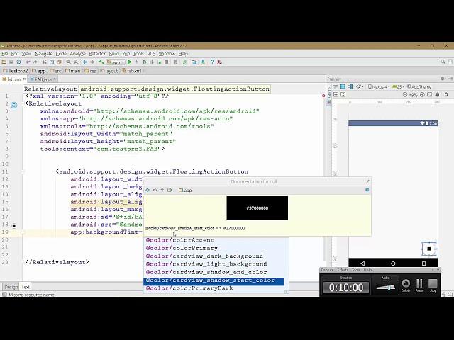 #52 Android Programming Tutorials For Intermediates - Using FAB in Material way part 1 (2017)