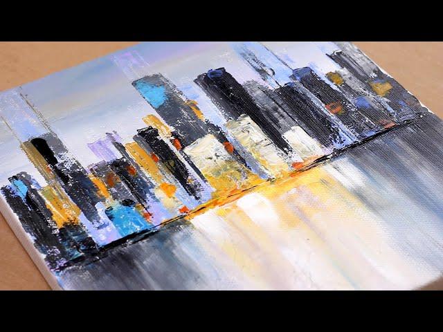 Abstract Cityscape Painting / Demo / Easy For Beginners / Relaxing / Daily Art Therapy / Daily 058