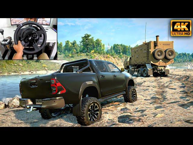 Toyota Hilux | Towing Abandoned Truck | SnowRunner | Thrustmaster T300RS gameplay