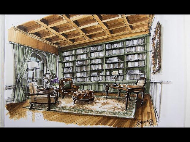 interior design sketching/library