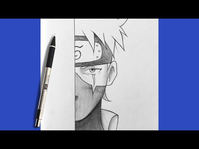 How To Draw Kakashi Half Face Easy Step By Step | Kakashi Hatake Drawing | Naruto