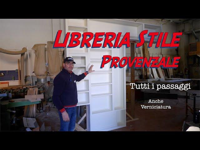 Libreria massello stile Provenzale con verniciatura o laccatura a pennello