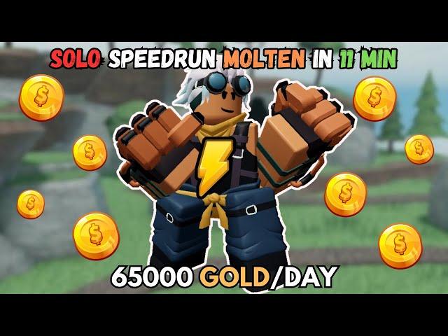 SOLO SPEEDRUN MOLTEN MODE IN 11MIN WITH BRAWLER! (65000 GOLD/DAY) | TDS (Roblox)