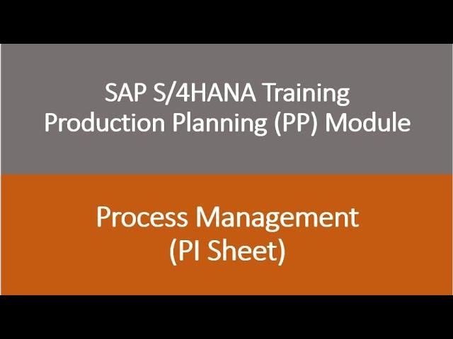 Video 32 - SAP S/4HANA Production Planning (PP) module training :  Process Management (PI Sheet).