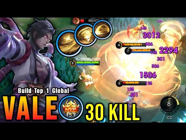 Vale 30 Kills!! Insane One Shot Damage Build!! - Build Top 1 Global Vale ~ MLBB