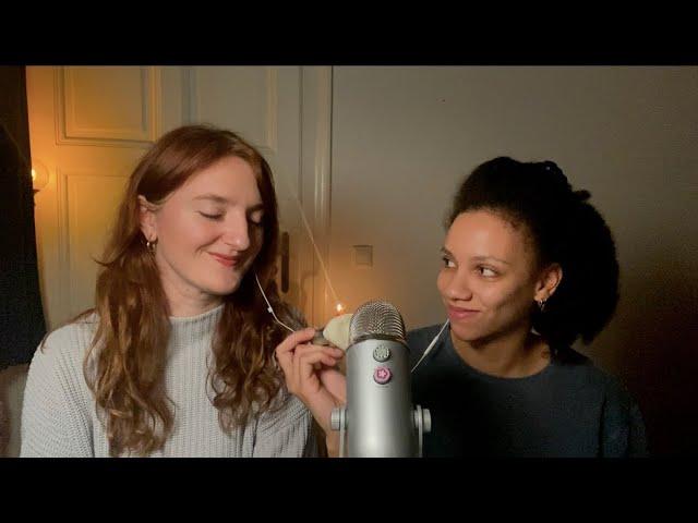 My flatmate tries ASMR for the first time :) in german with subtitles️