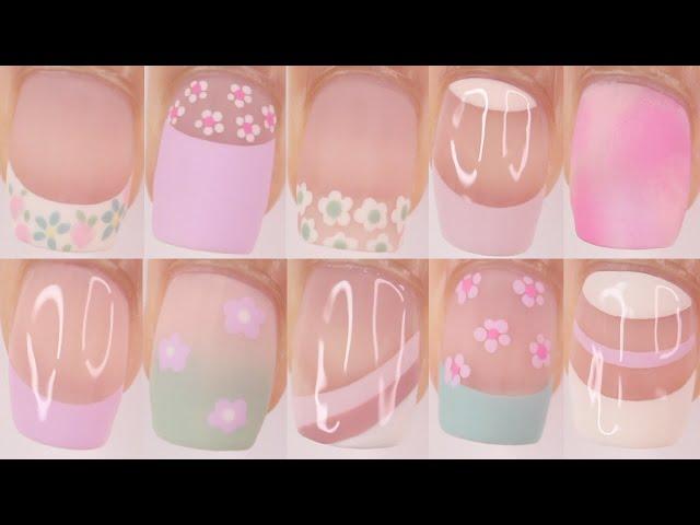 12 EASY nail designs for beginners at home, spring nail art compilation 2025, natural nails