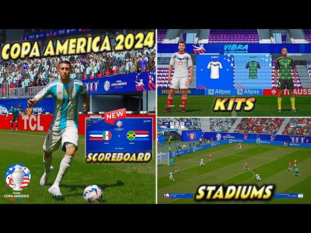 COPA AMERICA USA 2024 | EA SPORTS COPA AMERICA 2024 - ALL STADIUMS - KITS - SCOREBOARD