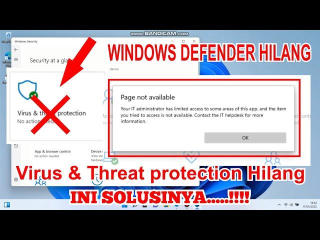 Virus & Threat protection Hilang | Windows Defender Hilang Windows 11