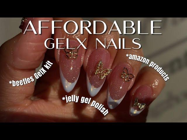 AFFORDABLE GELX NAILS | BEETLES JELLY GEL POLISH | Chrome French Tip Nails | Amazon Nail Products