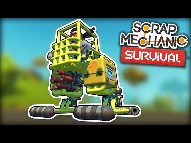 Piston Powered Walking Mech Destroys Farmbots! (Scrap Mechanic Survival Ep.21)