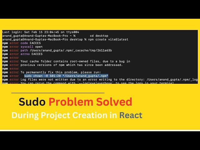 How to Fix npm EACCES Error on Mac | npm Cache Folder Permission Issue Solved!