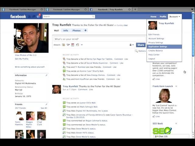 Adding Facebook Tabsite to your Personal account with facebooktabsite.com