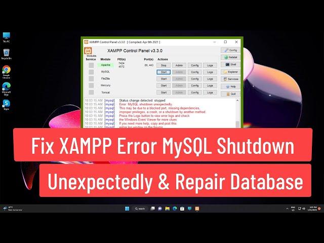 Fix XAMPP Error MySQL Shutdown Unexpectedly & Repair Corrupted Database