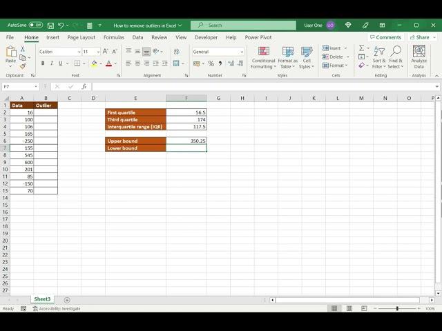 How to remove outliers in Excel