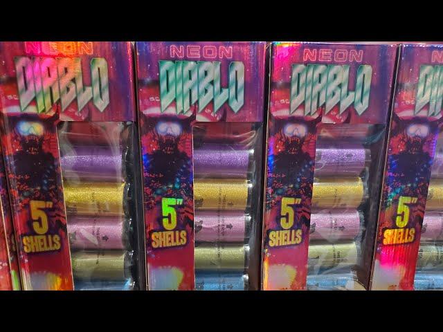 Neon Diablo 5 inch canister shells firework by black cat