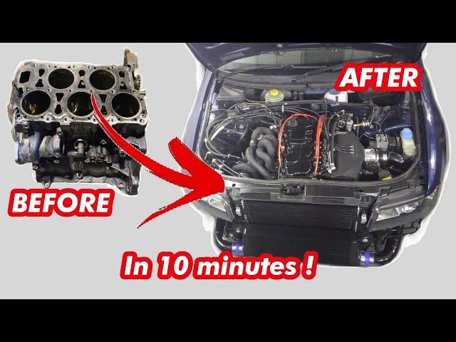 BUILDING A BIG TURBO VR 5 CYLINDER 1000HP ENGINE FOR LIMITED EDITION AUDI IN 10 MINUTES - FLASHBACKS