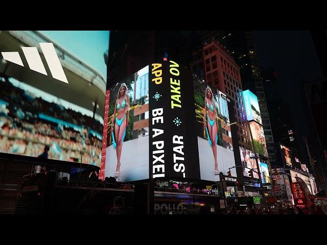 mesmerizing Luana model fashion times Square Billboard publication campaign activation tsx takeover