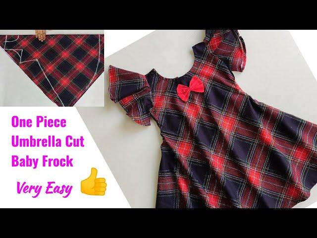 One Piece Umbrella Cut Baby Frock with Umbrella Sleeves Cutting And Stitching