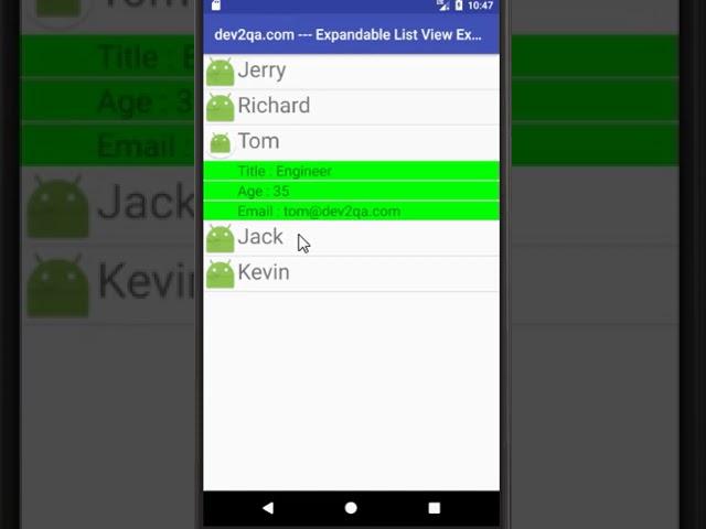 android expandable list view example