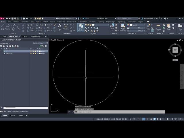 Display the center of a circle or an arc | DIMCENTER | AutoCAD Tips in 60 Seconds.