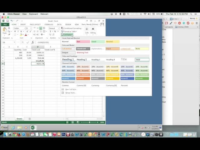 How to Apply the TOTAL Cell Style Using Excel 2013