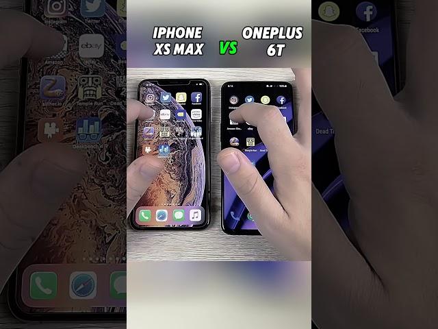 iPhone XS Max vs OnePlus 6T Speed Test!  Old Flagships Battle!#shorts#viralvideo