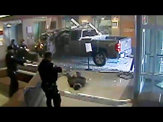 Pickup Truck Crashes Into Police Station: Cops