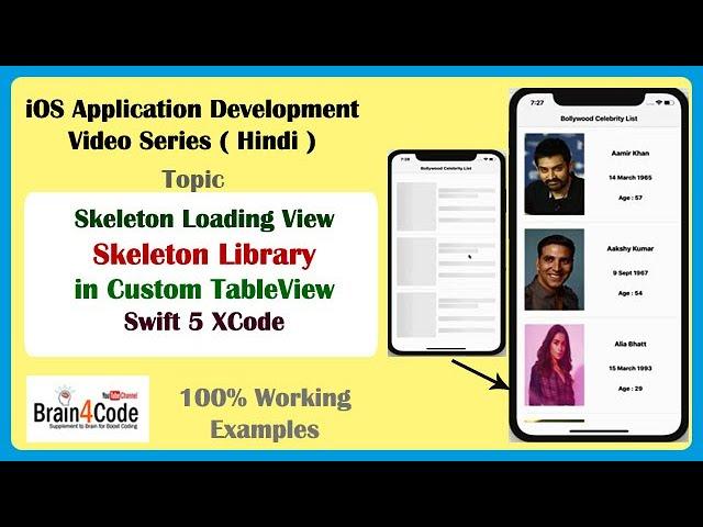 SkeletonView Library in Custom TableView Using Swift 5 XCode | Hindi | Skeleton Loading View iOS App