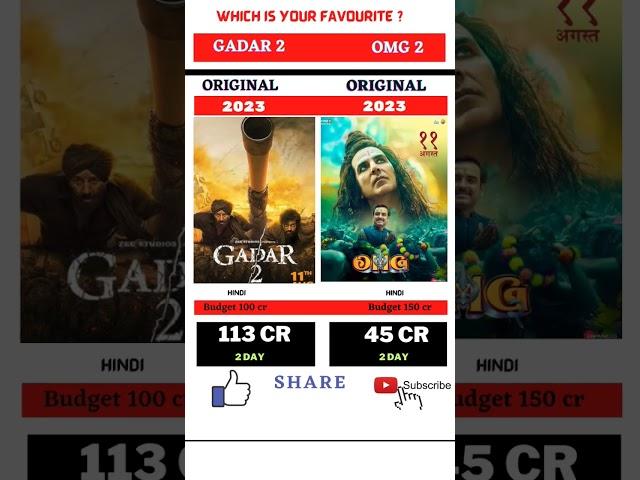 Gadar 2 vs omg 2 second day box office collection #viral #bollywood #update #gadar2 #omg2