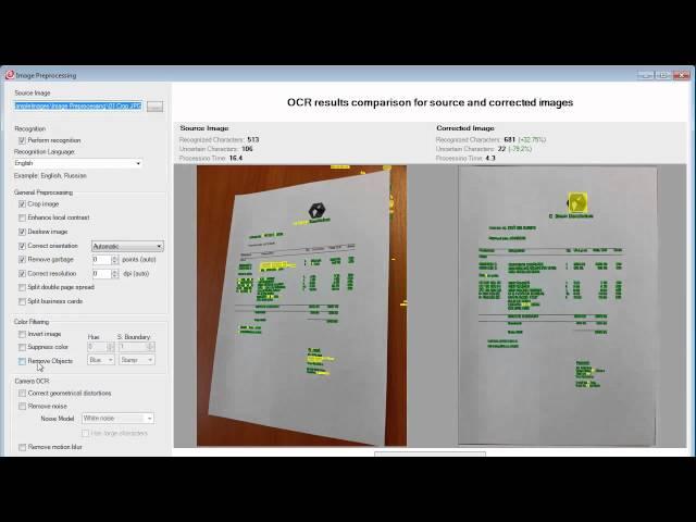 OCR SDK ABBYY FineReader Engine 11  이미지 프로세싱