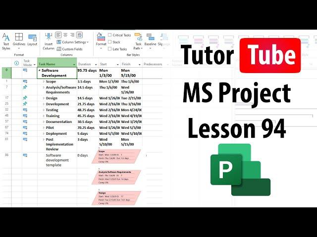 Microsoft Project - Lesson 94 - Mark on Track