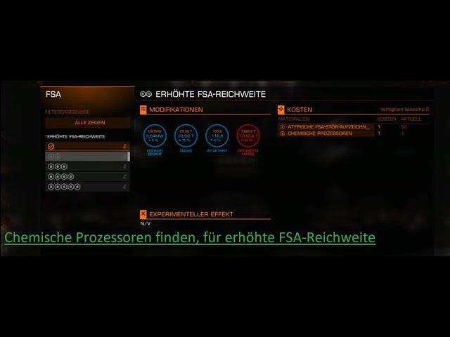 Elite Dangerous Chemische Prozessoren finden, mit dem VSS-Scanner, Materialien für Ingenieure