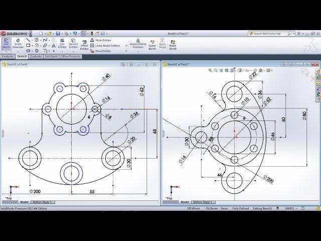 SolidWorks Exercises for Beginners - 3 | SolidWorks Sketch Practice Tutorial