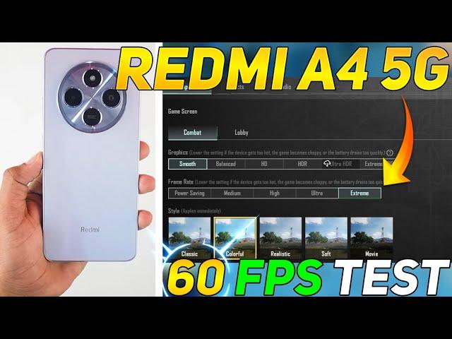 REDMI A4 5G BGMI 60 FPS TEST | SD 4S GEN 2 PROCESSOR 