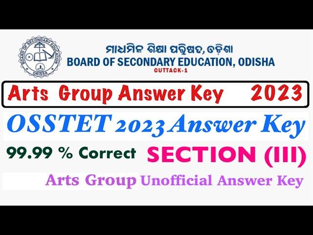 OSSTET Arts Answer Key // OSSTET Answer Key 2023 // 99% Correct Answer //OSSTET-2023