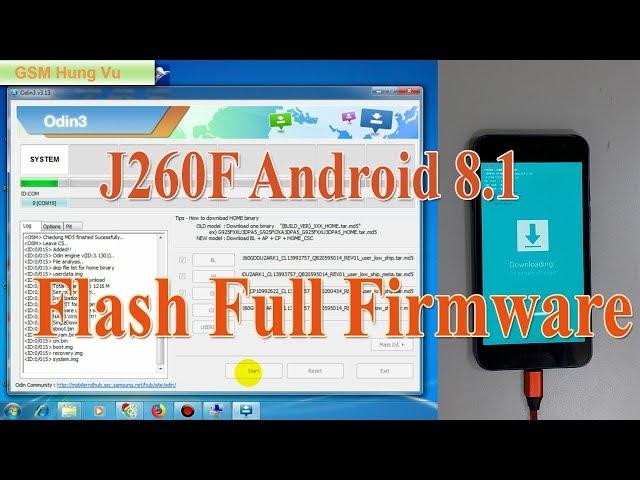 Flash Full Firmware Samsung J260G Android 8.1 by Odin 3.13.1.