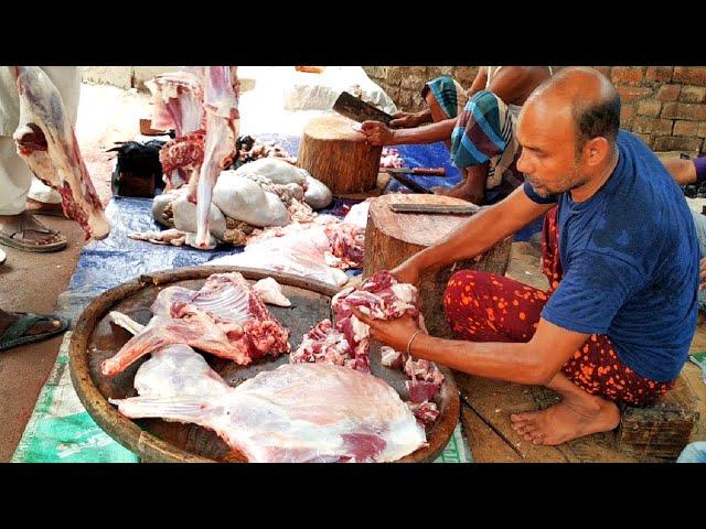 Roadside Goat Meat Cutting And Selling Mutton Shop || Goat Meat Slice Skills