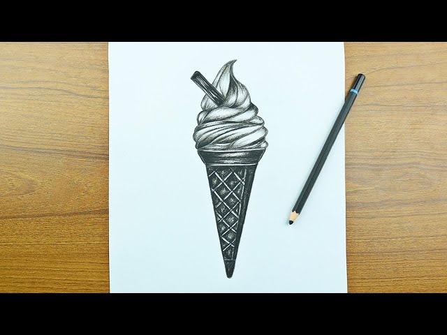 How to draw an Ice-cream with Pencil Sketch | Sketching Video | Learn to Draw