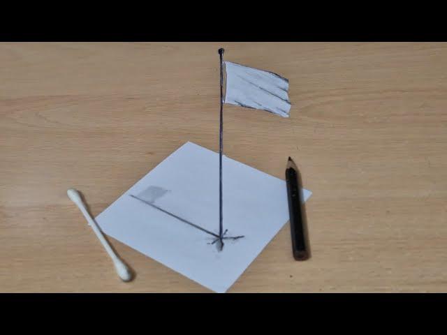 3d drawing flag on paper step by step