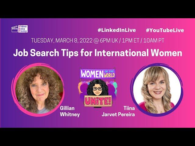 Job Search Tips for International Women with Tiina Jarvet Pereira