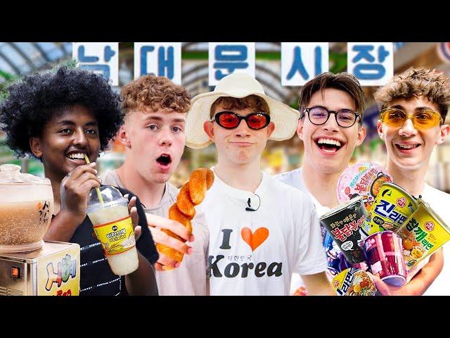 "Here's $700. Buy whatever you want." British Highschoolers in Korean Market!!