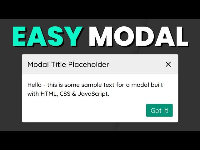 How to Create a Modal Window For Your Websites - HTML, CSS & JavaScript Tutorial