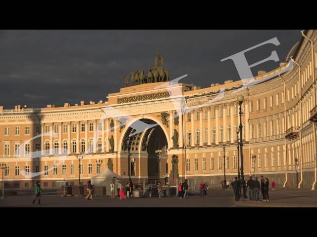 The arch of the General staff. The Palace square. Saint-Petersburg. 4K.