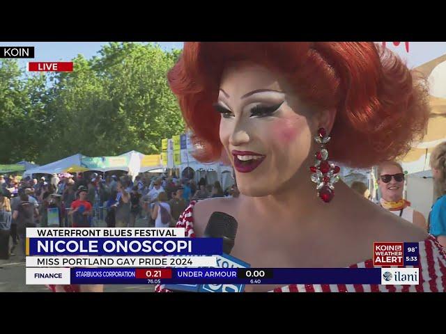 Drag Queen Nicole Onoscopi celebrates the Blues Fest